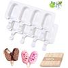Aiweomi Mini Stampi Per Ghiaccioli e Gelato In Silicone 2 Pezzi + 50 Pezzi Bastoncini Legno,Bpa Free, Antiaderente Stampini Riutilizzabile