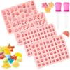 AKONE Stampo in silicone per orsetti gommosi, 4 pezzi, per cioccolatini, caramelle, con 2 contagocce, forma gommosa per orsetti gommosi fai da te