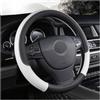 CGEAMDY Coprivolante Auto, Coprivolante in Pelle Microfibra, Copri Volante Antiscivolo Traspirante Durevole, Protezione Volante Auto per Maggior Parte Macchina Autocarri(Nero Bianco)