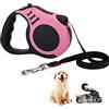 thirei Guinzaglio per Cani, Guinzaglio Retrattile,guinzaglio per cani estensibile, per Cani di Piccola, Media e Grande Taglia, Rosa, 3 meter