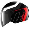 Generico Casco MPH Moto Demi Jet Scooter Star Nero Rosso Bianco Visiera Lunga Black Red White Taglia L