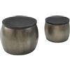 FineBuy Tavolini da Soggiorno Legno Massello Metallo Tavoli per Salotto Argento | Set di Tavolino Basso Rotondi Industrial | Tavolinetti da caffè Spazio e Coperchio Rimovibile