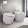 Inbagno Coppia Sanitari Filo Muro Rimless, Bianco, Design Moderno, Completo di Copriwater con Chiusura Soft-Close