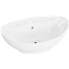 LAVITA Lavabo da Appoggio Terra Ovale | Con Troppopieno e Foro per Rubinetto | Porcellana di Alta Qualità | 59,5 x 39 x 17,5 cm | Bianco