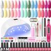 COSCELIA Kit manicure semi-permanente con lampada UV/LED 36 W, unghie semi-permanenti, kit completo, 15 colori smalti semi-permanenti, con lima elettronica kit manicure opaco top coat