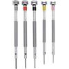 KD89 Horotec MSA01.095 - Set di 5 cacciaviti classici per orologiai in ottone cromato, con punte standard, diametro 0,60-0,80-1,00-1,2-1,4 mm