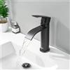 ONECE Rubinetto Bagno Lavabo Nero, Miscelatore a Cascata, Rubinetti Monocomando dal Design Unico, Acqua Calda e Fredda, Acciaio Inox 304, Senza Piombo