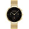Calvin Klein Orologio Analogico Multifunzione al Quarzo da Donna Collezione MINIMALISTIC T-BAR con Cinturino in Maglia Metallica in Acciaio Inossidabile di Colore Dorato - 25200287