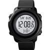 FeiWen Unisex Termometro Orologi da Polso da Uomo e Donna Impermeabili Outdoor Militare LED Digitali Doppio Tempo Allarme Multifunzione Sportivi Orologio Plastica Cassa e Gomma Banda (Bianco e nero)