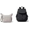 Kipling GABBIE, Borsa a Tracolla, Donna, Grigio, Taglia unica City Pack S, Zaino Donna, Nero (Black Noir), Taglia unica