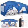 COBIZI Gazebo da Giardino Gazebo 3x6 m Pieghevole Gazebo Richiudibile con 6 Pareti Tende Gazebo Chiuso Impermeabile Tenda Pop up Gazebo Chiuso Tendone per Feste (3x6m, Blu)