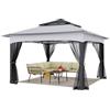 YITAHOME Pop Up Gazebo con lati, 3.3 X 3.3M impermeabile resistente Gazebo con tende e zanzariere, tettoia esterna a doppio tetto per campeggio, festa, patio, cortile, barbecue (Grigio)