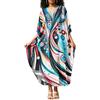 L-Peach Caftano Loungewear Camicia da notte oversize Maxi Homewear Beach Dress Costume da bagno Cover ups, E Multicolore, Taglia unica