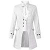 Runcati Steampunk Frack cappotto smoking vittoriano rinascimentale pirata vichingo costume gotico da passeggio uomo giacca medievale, bianco, XXL
