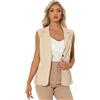 Allegra K Gilet Tailleur Donna Elegante Blazer Estivo Senza Manichea Ufficio in Lino Beige S