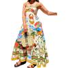 YILEEGOO Maxi abito lungo da donna in cotone e lino con spalline sottili, stampa serpente etnico, estivo, casual, senza maniche, maxi abito a canotta, Q1-multicolore, L