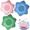Lulizzie 3 Pezzi Portasapone Lotus con Base in Silicone - Adatto per il Bagno, per Conservare il Sapone (Tre Colori)