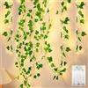 Bigzom Edera artificiale ghirlanda di 4 m, ghirlanda luminosa con 40 LED, ghirlanda luminosa per interni, matrimoni, uffici, decorazioni per feste, ghirlanda di foglie