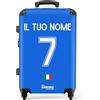 NoBoringSuitcases.com Valigia Personalizzabile, Valigia Grande, Con TSA, Valigia Media Rigida, Valigia Grande Leggera, Valigia Grande 23 kg (67cm - 72L) (Calcio - Maglie gara home Italia 2022 - Blu)