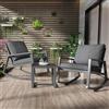 FC Set da giardino 3 pezzi con 2 sedie a dondolo e tavolino in vetro temperato, design ergonomico, Grigio