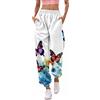 Generic Pantaloni sportivi da donna - Pantaloni sportivi da donna a vita alta con stampa a farfalla, con tasche, larghi, pantaloni da corsa, per il tempo libero, per donne, adolescenti e ragazze, bianco, L