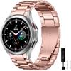 MiRowy Cinturino in Metallo per Samsung Galaxy Watch FE 40mm/Watch 6 Classic 47mm 43mm/Watch 6/5/4(44mm 40mm), Senza Gap Acciaio Inox Bracciale per Galaxy Watch FE/5 Pro/4 Classic-Oro Rosa