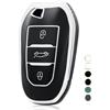 OFF WE GO Custodia Chiave Guscio Auto Copertina Chiave Macchina per Peugeot 208 308 408 508 307 2008 3008 5008 Citroen C3 C4 C5 DS3 DS5 DS7 Guscio Cover Portachiavi Telecomando Cancello, Argento Nero