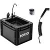 BOXIO - WASH Plus: Lavandino Mobile con Pompa a Mano, Soffione Doccia, Specchio e Perline Pulenti - Lavandino per Furgone, Campeggio, Giardino con Rubinetto, Plastica, Nero