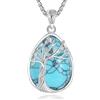 EUDORA Harmony Ball Collana con Albero della Vita da Donna, Collana con Ciondolo Albero della Vita in Argento Sterling 925 con Turchese, Regalo per Mamme e Signore, 22