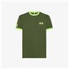 SUN68 -T-SHIRT PE LOGO FLUO S/S VERDE SCURO