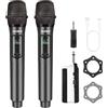 Talomen Microfono Wireless,Microfoni karaoke a 2.4 GHz,Microphone Portatile professionale,Sistema di microfoni dinamici con Ricevitore Ricaricabile，kit 2 microfoni per Karaoke,Festa,Canto,Chiesa,K60-2