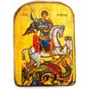 Iconsgr Icona in legno greco San Giorgio cavalca il suo cavallo e sconfigge la bestia (Orthodox Christian Wood / MP2)