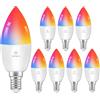 ANTELA Lampadina Alexa E14 Wifi, Dimmerabile Lampadina Smart, RGBW bianco freddo caldo, compatibile con Alexa/Google Home, 8 pezzi