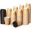 CupCup 100 Kraft Piatte Bicchieri Carta 240 ml Doppia Parete per Prendere Il caffè - Tazza con Coperchio per Prendere Il caffè, Il tè, Le Bevande Calde