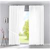 Gardinenbox Cationic Jena 2019037-2 - Set di 2 tende con passanti nascosti, 250 x 300 cm (altezza x larghezza), effetto lino, oscuranti, con fermatenda, colore: bianco