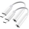 PANKELA 2 Pack Adattatore USB C Jack [Certificato MFi] Adattatore Cuffie USB C a 3.5 mm Adattatore Aux Audio Cavo Dongle Jack per iPhone 15/15 Pro/15 Pro Max, iPad Mini/Pro/Air, Samsung Galaxy S24 S23 S22