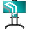 ONKRON Supporto TV da Pavimento 32-75 pollici, Carico totale 60 kg, VESA 200x200-600x400, Carrello Porta TV con Ruote e Mensola, Porta Televisore Mobile con Altezza Regolabile, Nero TS1571-B