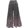 GURU SHOP Palazzo, pantaloni in cotone, gonna con fiori, da donna, in cotone, per abbigliamento alternativo, nero/blu, 46
