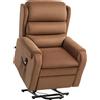 HOMCOM Poltrona Alzapersona Reclinabile a 160° con Poggiapiedi e Telecomando, in Tessuto Effetto Lino, 85x88x109 cm, Marrone