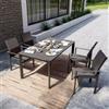 DEGHI Set pranzo tavolo con top effetto marmo 160x90 cm e 4 sedie con braccioli in alluminio antracite - Miranda