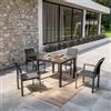 DEGHI Set pranzo tavolo con top in legno teak 90x90 cm e 4 sedie con braccioli in alluminio antracite - Miranda