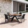 DEGHI Set pranzo tavolo con top in legno teak rotondo 150 cm e 4 sedie con braccioli in alluminio antracite - Miranda