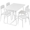 Baroni Home Set Tavolo Quadrato da Pranzo con 4 Sedie. Design Moderno, Leggero, per Interni ed Esterni, Sala da Pranzo, Ristorante, In MDF e Acciaio, Montaggio Facile, Bianco
