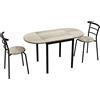 HOMCOM Set da Pranzo 3 Pezzi con 2 Sedie e 1 Tavolo da Pranzo Ovale in MDF e Acciaio per Spazi Limitati, Color Legno