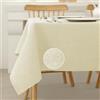 Vorvowry Tovaglia Antimacchia Rotonda Rettangolare Effetto Lino Impermeabile Tovaglia Plastificata Cerata Elegante Tovaglia per Cucina Giardino Festa Rettangolo 140x220cm Beige