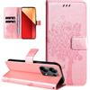 Dcjlbo Cover per Xiaomi Redmi Note 13 Pro 4G Custodia Cover in Pelle Portafoglio a Libro con Fiori Disegni Porta Carte Magnetica Cover Flip Case Antiurto Custodia per Redmi Note 13 Pro 4G-Oro Rosa