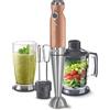 Sencor minipimer immersione SHB 56XX, frullatore 4 in 1, frullatore elettrico con bicchiere da 800ml, tritatutto elettrico, fruste elettriche, potenza da 1200w, 20 velocità (gold)