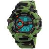 TONSHEN Orologio Da Uomo Mimetico Plastica Lunetta e Gomma Band Subacqueo 50M Impermeabile LED Digitale Orologi da Polso Sportivo Militare Tattica Numero Display Running Orologio Gli Uomini (Verde)