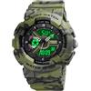 TONSHEN Donna Digitale Sportivo Orologi da Polso 50M Impermeabile LED Elettronico Analogico Quarzo Doppio Tempo Orologio Allarme Cronometro (Verde)