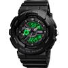 TONSHEN Donna Digitale Sportivo Orologi da Polso 50M Impermeabile LED Elettronico Analogico Quarzo Doppio Tempo Orologio Allarme Cronometro (Nero)